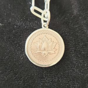 Lola Small Lotus Flower, Silver/Pink Enamel